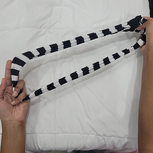 So I had to start again from where I had left off (about a 1/3 or so of the stocking I was able to get done at this point). I did some research on backstitching techniques and I was able to fully complete the prototype, and tested it out a bit to see if it could withstand some stretching.